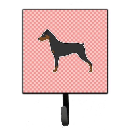 Carolines Treasures German Pinscher Checkerboard Pink Leash or Key Holder BB3613SH4